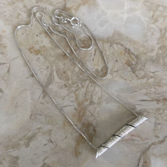 Sterling Silver Wrap Pendant Necklace “Raven” by Gilbert Pat Coast Salish - Picture 1 of 10